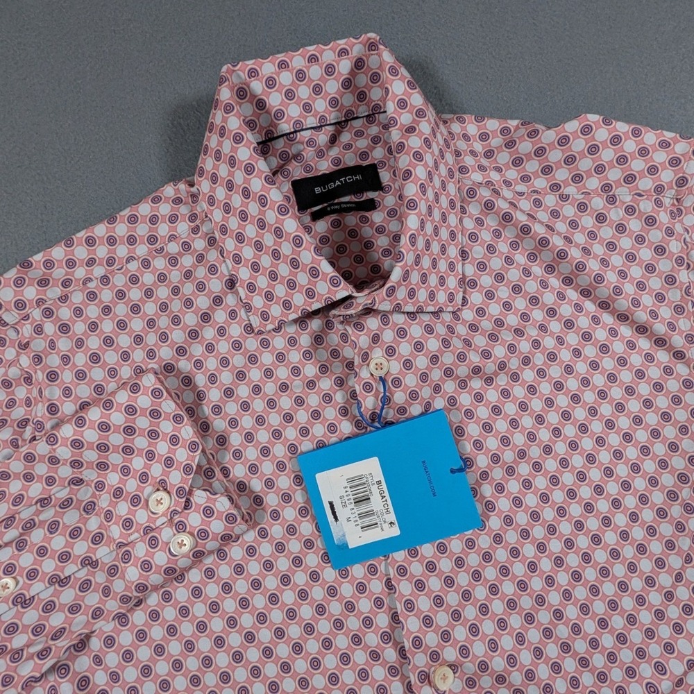Bugatchi Button Down Shirt Mens Size Medium Dusty Pink 8 Way Stretch CF9330K60